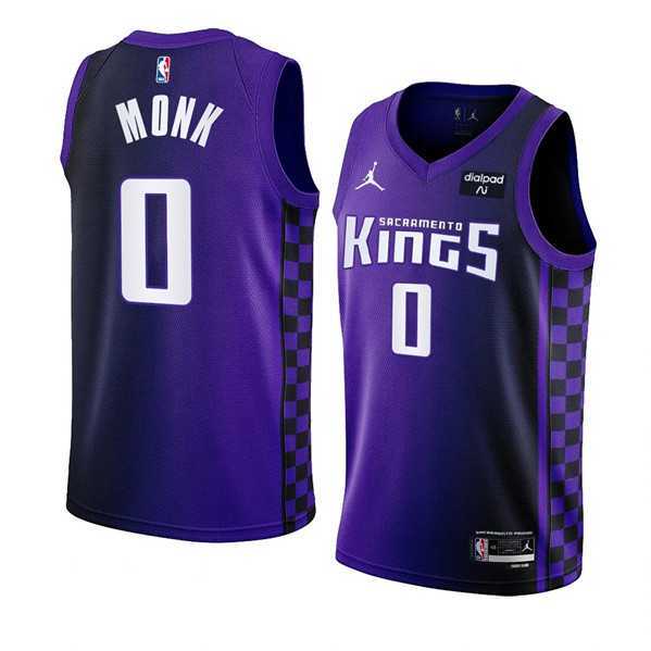 Mens Sacramento Kings #0 Malik Monk Purple 2023-24 Statement Edition Swingman Stitched Jersey Dzhi